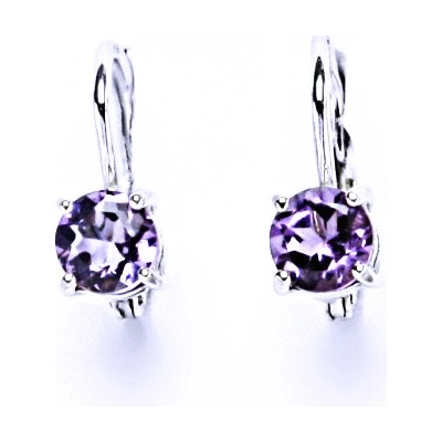 Čištín zlaté náušnice bílé i žluté zlato přírodní Ametyst NK 1251