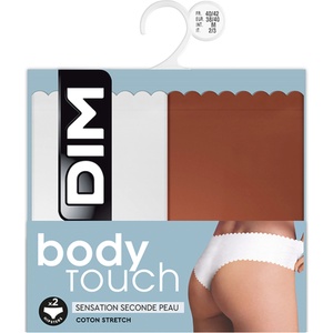 DIM BODY TOUCH HIPSTER 2x - Дамски бикини 2 бр. - тухла - бяло DIM | Byal | ЖЕНИ | L