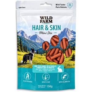 WILD FARM Hair & Skin Mini Stix с заек + магданоз, тиква, масло от сьомга 150 г