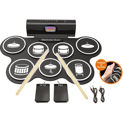 Wiky Elektronická bicí souprava s 2 pedály 44x32x6 cm