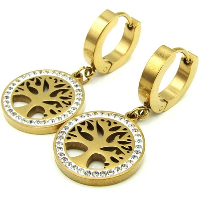 OceloveSperky1 Náušnice STROM ŽIVOTA Chirurgická ocel Gold NS260153