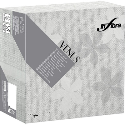 Infibra Ubrousky Venus Airlaid 40x40cm textilní BIO květiny šedá 50ks