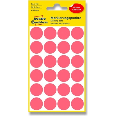 Avery Zweckform Etikety na různá značení 96 ks světle červené 18 mm kulaté 3172