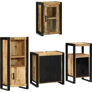 vidaXL Комплект мебели за баня 4 pcs Кафяво Солидно мангово дърво (3305684)