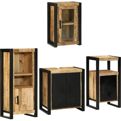 vidaXL Комплект мебели за баня 4 pcs Кафяво Солидно мангово дърво (3305684)