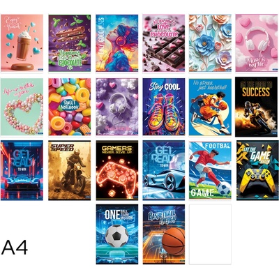 LASTVA Sešit A4 čistý 52l Basic mix