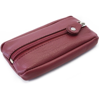 Klíčenka Bordově červená kožená se zipovou kapsou 619 2418 32