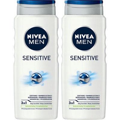 Nivea Men Sensitive sprchový gél 2 x 500 ml darčeková sada
