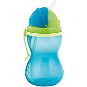 Canpol babies Преходно нетечащо шише с мека сламка Canpol - Синьо, 370 ml (56/113_blu) - ozone