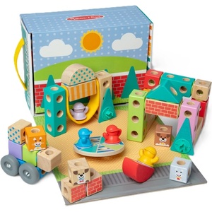 Melissa & Doug Дървен конструктор Melissa & Doug Blockables - Град, 73 части (6074901)