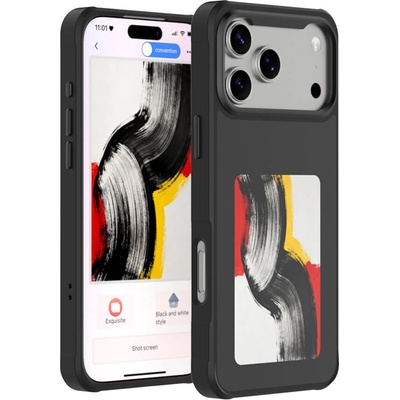 4smarts Поликарбонатов кейс с вграден дисплей на задната част и NFC за iPhone 17 Pro Max - 4smarts E-Ink Case with NFC Display (черен) (541789)