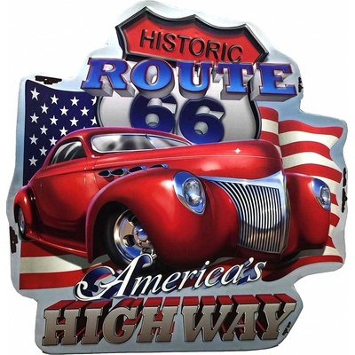 Nástěnná kovová cedule Historic Route 66 - 58*1*60 cm - Clayre & Eef