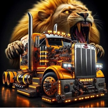 Norimpex - Puzzle Diamant painting: Truck with a lion 30x40cm - 1 - 39 piese