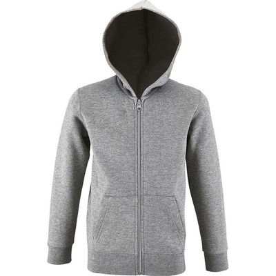SOL'S na zips s kapucňou Stone Šedý melír