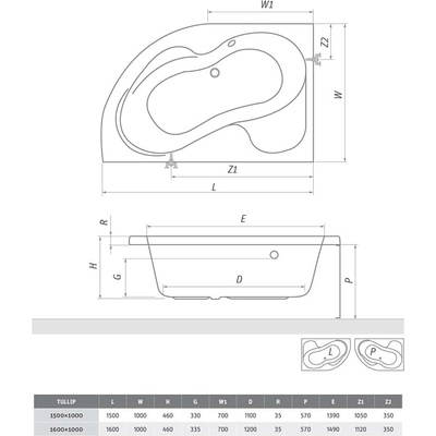Roth Project Line Tullip 150 150 x 100 cm 5158000