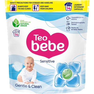 Teo Bebe Sensitive Gentle & Clean Гел капсули за пране на бебешки и детски дрехи 14 броя (3/45622)