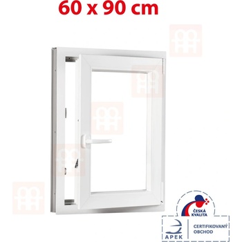 OKNA-HNED.SK Plastové okno | 60 x 90 cm (600 x 900 mm) | biele | otváravé aj sklopné | pravé