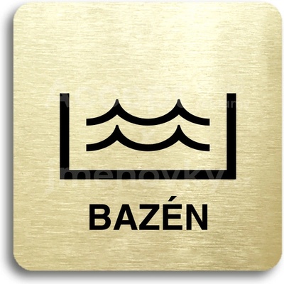 ACCEPT Piktogram bazén - zlatá tabulka - černý tisk bez rámečku