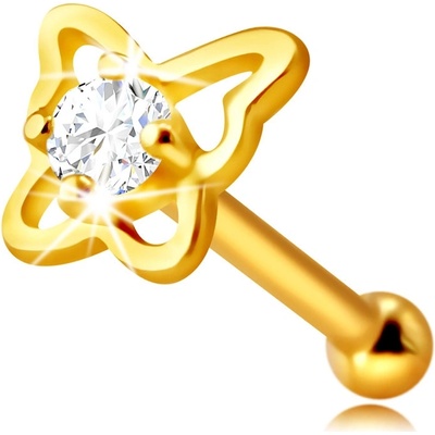 Šperky eshop tý piercing do nosu ze ta kontura motýla s kulatým zirkonem čiré barvy 15 mm S1GG240.11