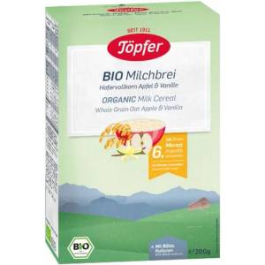 Töpfer Млечна био каша Töpfer - С пълнозърнест овес, ябълка и ванилия, 200 g (4006303004901) - ozone