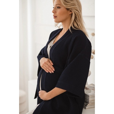 Milk & Love tehotenský župan Waffle Navy Blue
