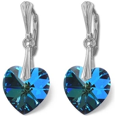 For You náušnice Swarovski elements srdce modré BERMUDE BLUE Nau-srdce-006