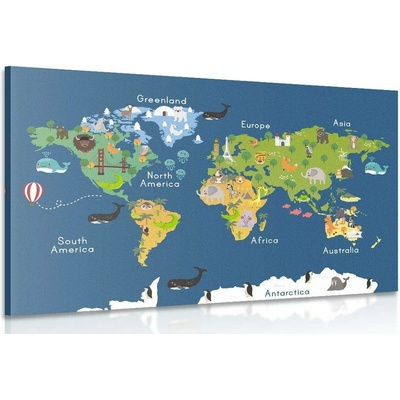 Obraz mapa světa pro děti - 150x100