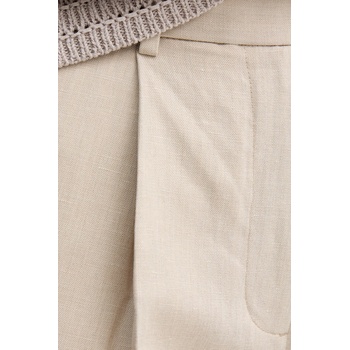 Tommy Hilfiger Панталон с лен Tommy Hilfiger в бежово със стандартна кройка, с висока талия WW0WW45461 (WW0WW45461)