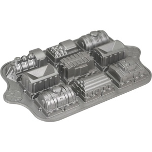 Nordic Ware Форма за пандишпаново влакче от 9 части Train Cake Bundt® сребърен Nordic Ware (NW59048)