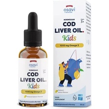 Osavi Norwegian Cod Liver Oil Kids, Norský olej z tresčích jater, pro děti, Omega 3, citrón, 1000 mg, 50 ml