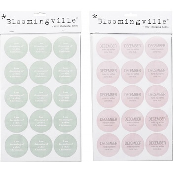Bloomingville Vánoční nálepky Mint/Nude Mint, růžová barva, zelená barva, šedá barva, papír