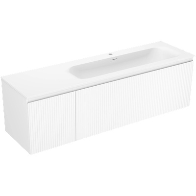 Rivel баня шкаф 160 см с мивка Vela дясна, 1S, 1D, ребрист, бял мат - 91A23-16047-3-BBFF01-W23P01 (91A23-16047-3-BBFF01-W23P01)