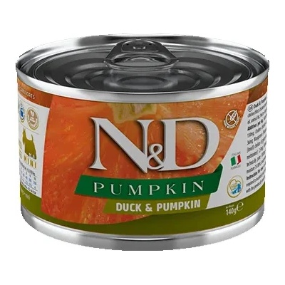 Farmina N& D Duck & Pumpkin Dog Mini - Пълноценна консервирана храна за кучета в зряла възраст от мини породи с патешко месо и тиква, 140 гр
