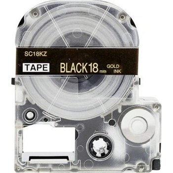 Compatible Epson LK-SC18KZ, 18mm x 9m, златен печат / черен фон, съвместима лента (LKSC18KZ)