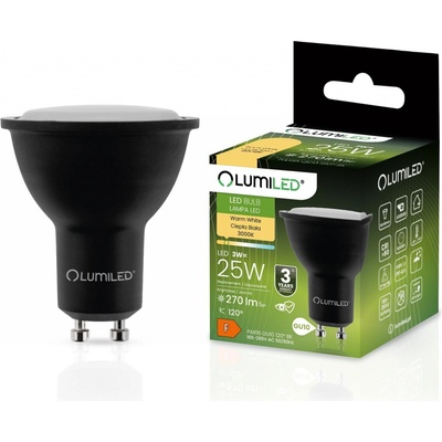 Lumiled LED žárovka LED GU10 3W = 25W 270lm 3000K Teplá bílá 120° černá