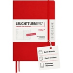 Leuchtturm1917 Weekly Calendar 2027 Dotted Medium (A5) with Notebook - German Appointment Planner, Cherry, January-December 2027, Weekly Overview on the Left + Notes Page on the Right - 400092 (400092)