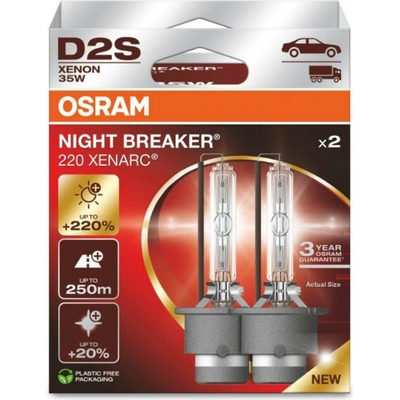 OSRAM XENONOVÁ VÝBOJKA XENARC D2S XN2 NIGHT BREAKER LASER +220% 66240XN2-2HB