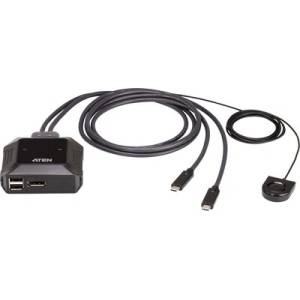 ATEN KVM превключвател, ATEN US3312, 2-портов, 4K, DisplayPort, USB-C (ATEN-US3312-AT) - cybertrade