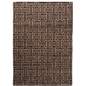 Flair Rugs Черен/естествен ръчно изработен килим със смес от юта 200x290 cm Meander Jute - Flair Rugs (503119380243)