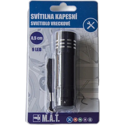 Kapesní svítilna 8,5 cm 9 LED AL, černá
