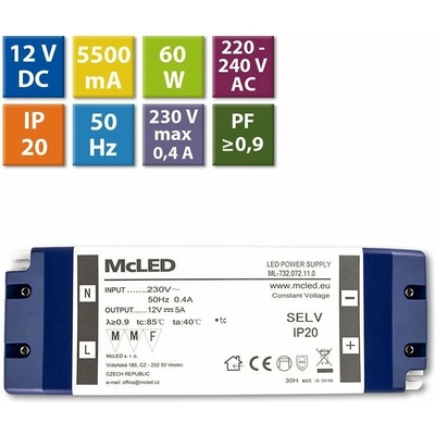 McLED LED transformátor 12V/60W ML-732.072.11.0