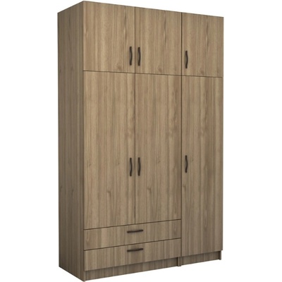 TopMebel Шкаф с три врати от меламин Victoria с шкафче в цвят орех 150x60x240см