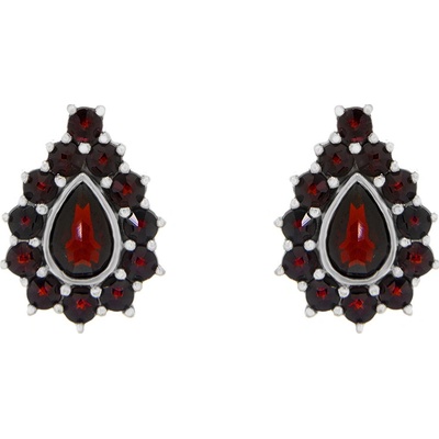 Český granát náušnice stříbrné 130818