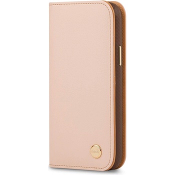 Moshi Overture SnapToª Case - елегантен кожен калъф (с кейс) тип портфейл за iPhone 12, iPhone 12 Pro (розов)