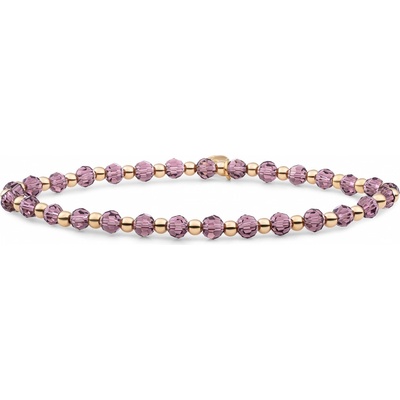 Sparkling Jewels korálkový náramok s fialovým ruženínom SBG-GEM59-3MM-MIX