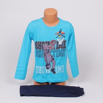 Детска пижама в светло и тъмносиньо с баскетболист