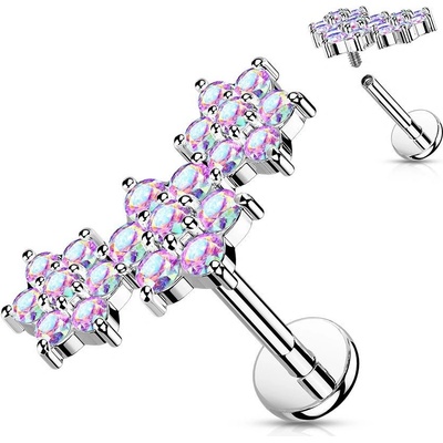 Šperky4U piercing do brady s kytičkami LB1102AB-1208