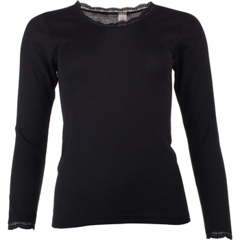 Engel Дамско копринено термобельо Engel Women's Shirt L/S with Lace Merino base layer - Black - размер 34/36 (EU) (114-0990-0111)