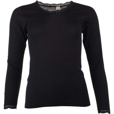 Engel Дамско копринено термобельо Engel Women's Shirt L/S with Lace Merino base layer - Black - размер 34/36 (EU) (114-0990-0111)