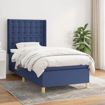 vidaXL Боксспринг легло с матрак, синя, 90x190 см, плат (3132279)
